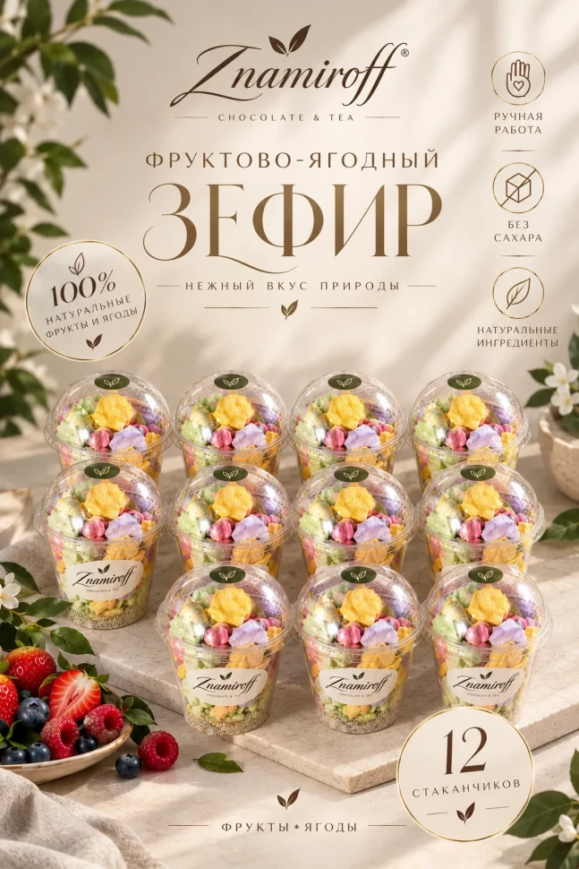  Зефир в стаканчиках без сахара(коробка 12шт по 100гр) в Королёве