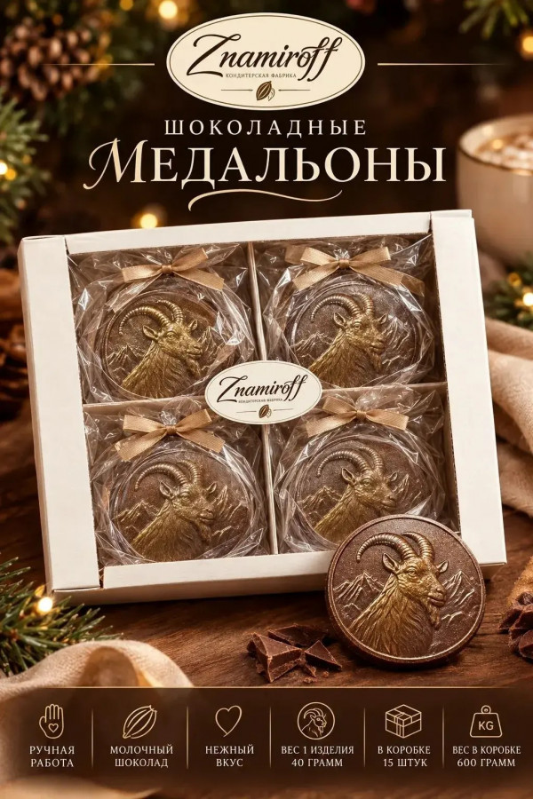 №1 Фигурный шоколад Медальоны Козлики(15шт по 40г) в Королёве