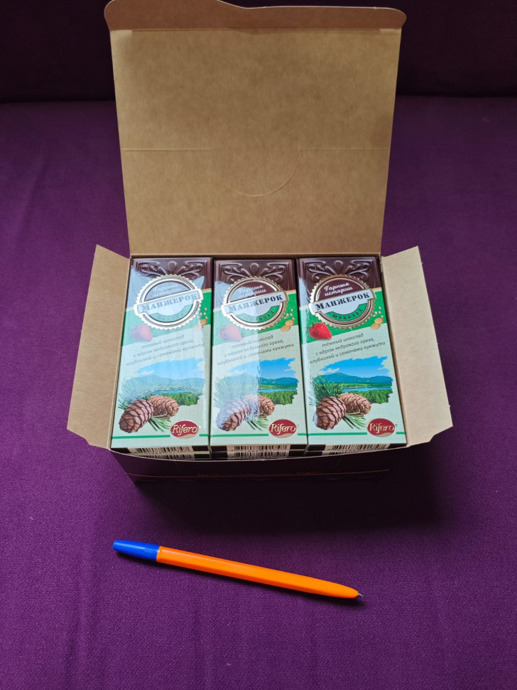   Риф и Ко Шоколадная плитка «Манжерок»(кедровые орехи, клубника, кунжут)  (блок 18шт по 55г)    в Королёве
